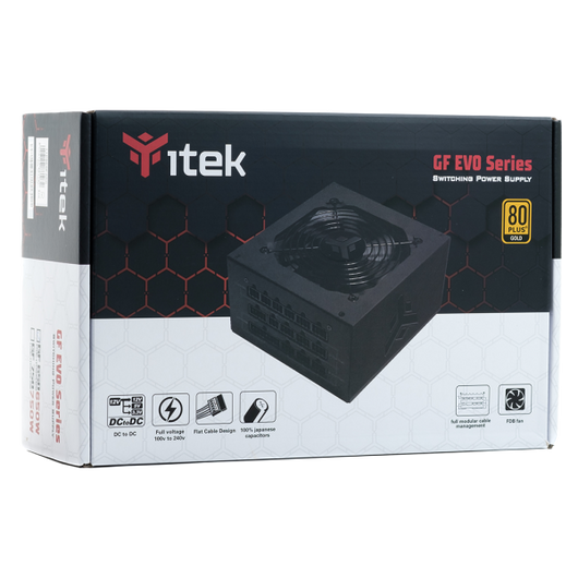 Alimentatore Itek GF650 EVO - 650W - 80Plus Gold - Ventola FDB 12mm - Condensatori Giapponesi - Modulare - ATX
