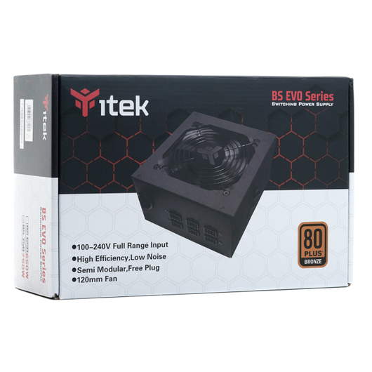 Alimentatore Itek Taurus BS 750 - 750W Output - Semi-Modulare - Ventola FDB 12cm - 80 Plus Bronze - ATX