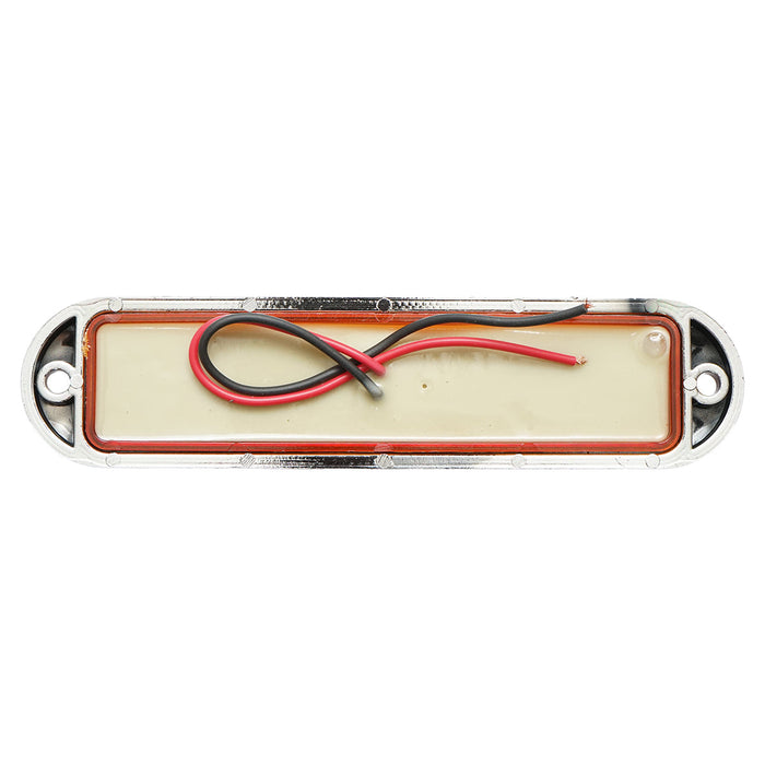 Lampada laterale  LED, gialla, 12V-24V, 155x37 mm, con cornice cromata, Breckner Germany.