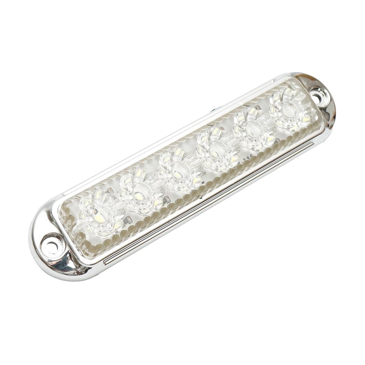 Lampada laterale LED, 12V-24V, bianca, 155x37 mm, con cornice cromata, Breckner Germany