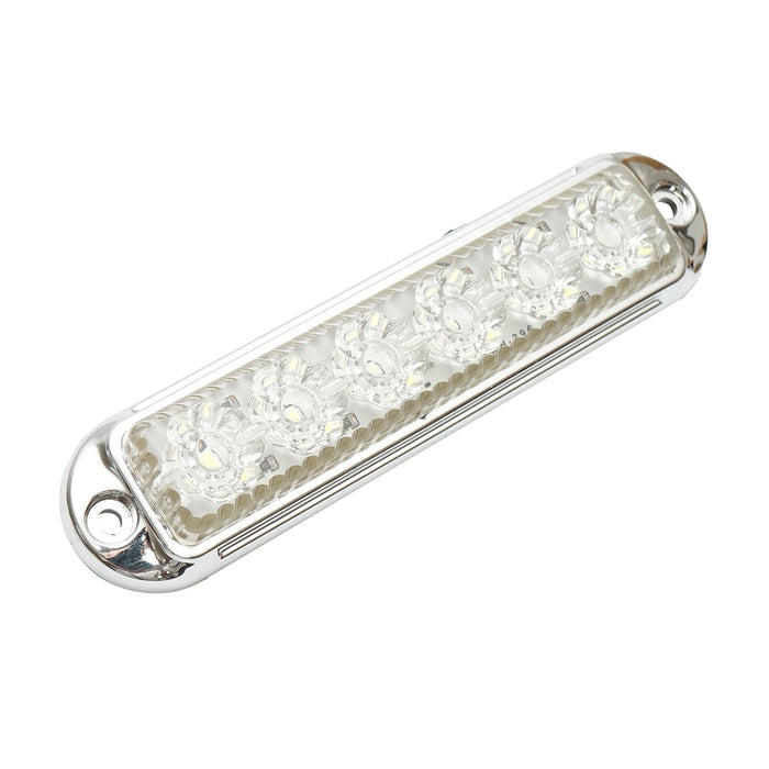 Lampada laterale LED, 12V-24V, bianca, 155x37 mm, con cornice cromata, Breckner Germany