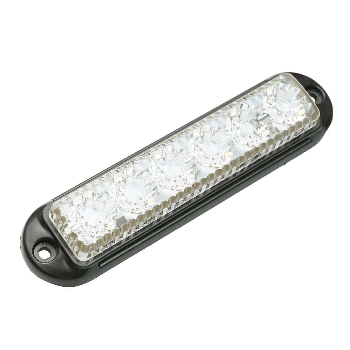 Lampada laterale LED, 12V-24V, bianca, 155x37 mm, con montatura nera, Breckner Germany.