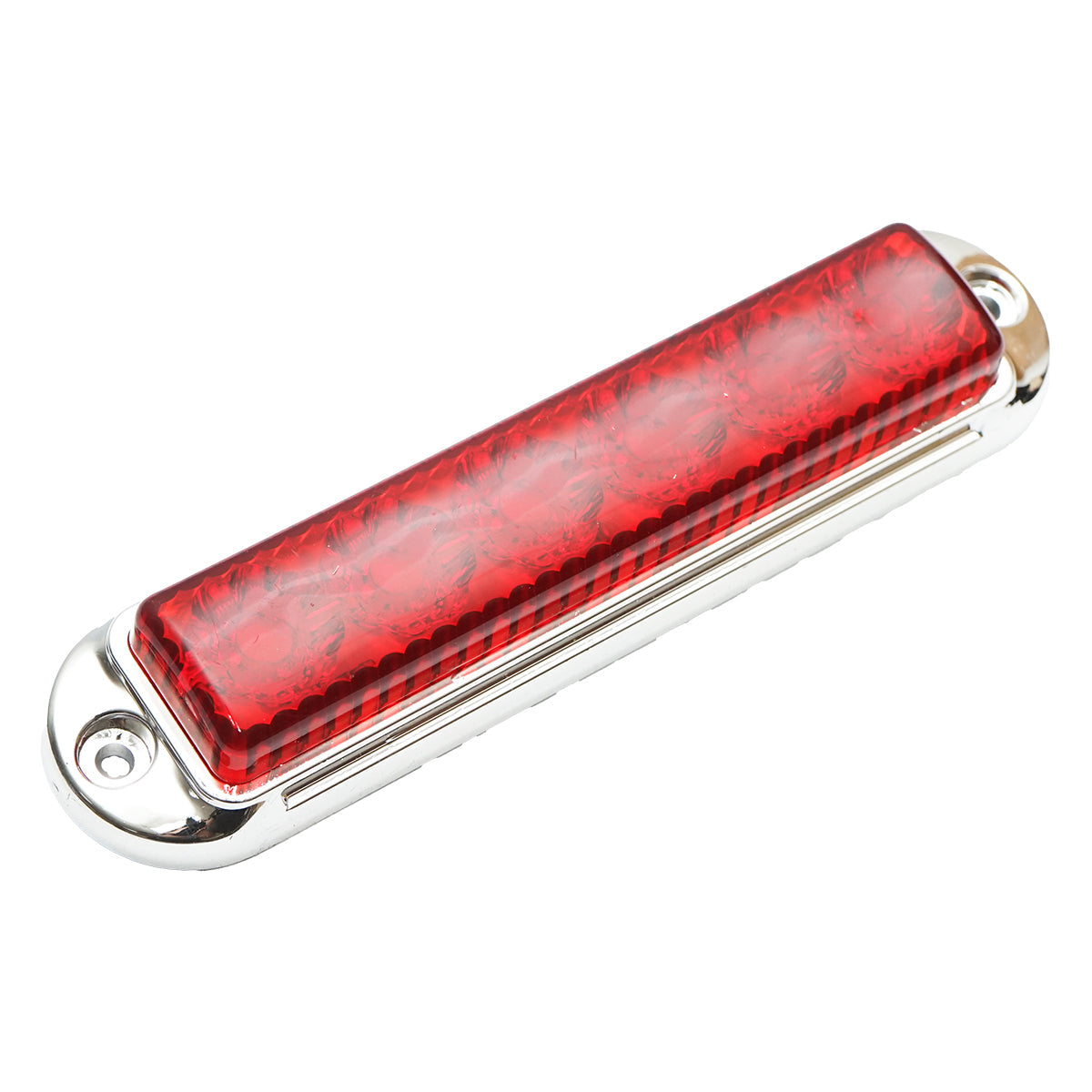 Lampada laterale LED, 12V-24V, rossa, 155x37 mm, con cornice cromata, Breckner Germany