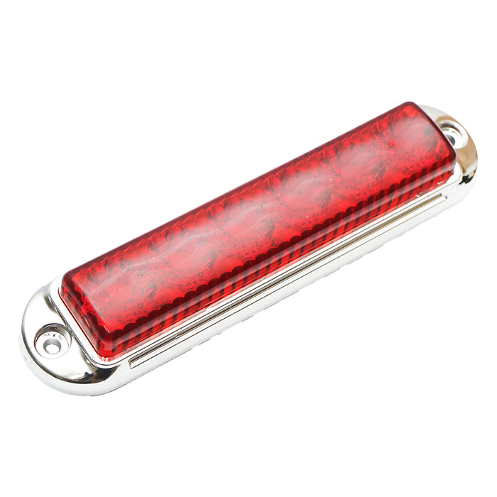 Lampada laterale LED, 12V-24V, rossa, 155x37 mm, con cornice cromata, Breckner Germany