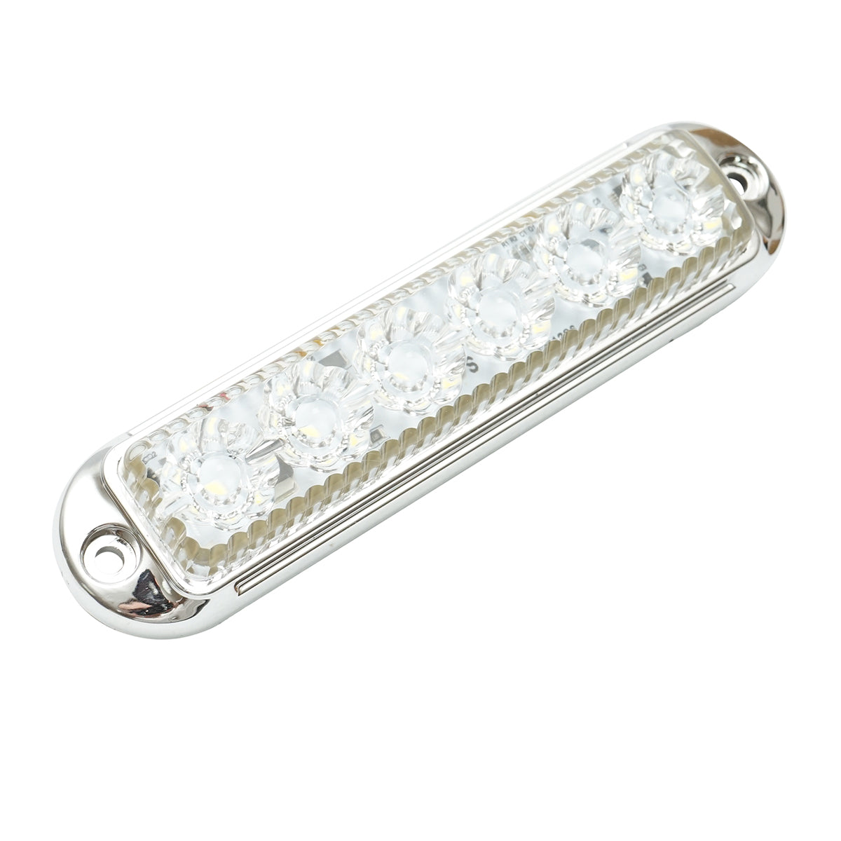 Lampada laterale LED, bianca, 12V-24V, 155x37 mm, con 4 funzioni e cornice cromata, Breckner Germany