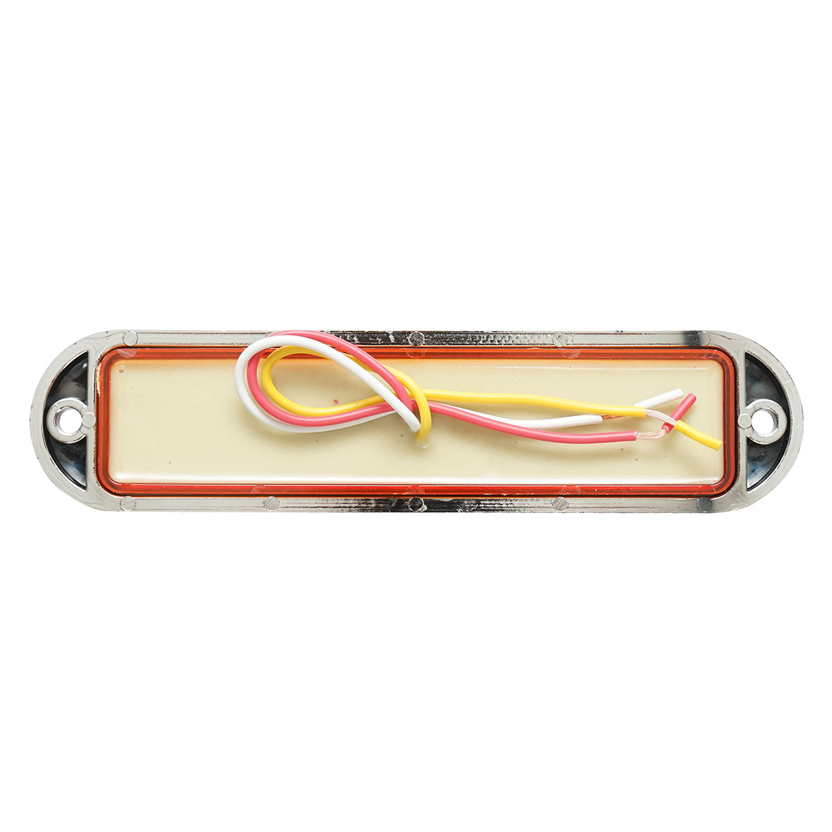 Lampada laterale LED, gialla, 12V-24V, 155x37 mm, con 4 funzioni e cornice cromata, Breckner Germany.