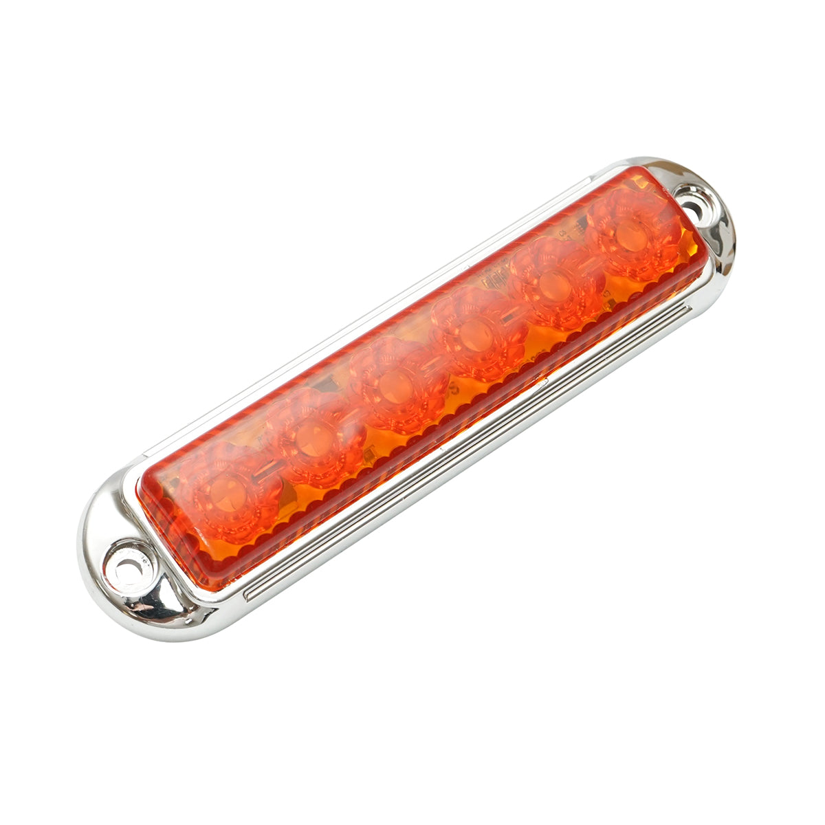 Lampada laterale LED, gialla, 12V-24V, 155x37 mm, con 4 funzioni e cornice cromata, Breckner Germany.