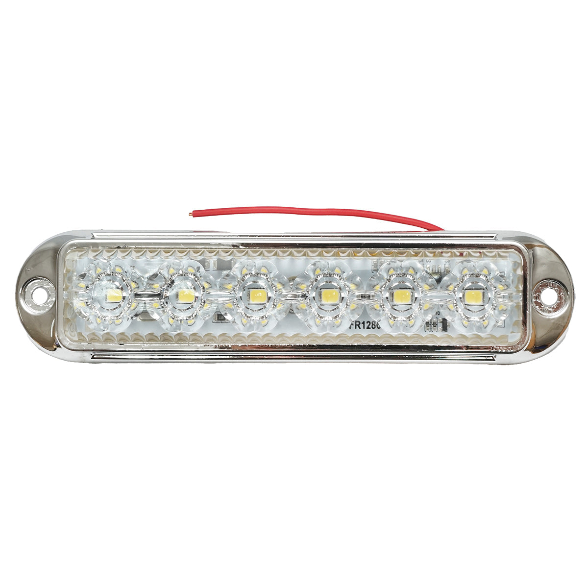 Lampada laterale slim bianca cromata con LED, 12-24V, gialla, Breckner Germany, modello FR1286CR