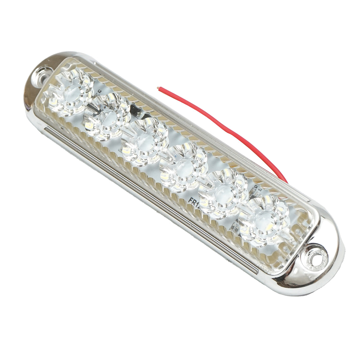 Lampada laterale slim bianca cromata con LED, 12-24V, gialla, Breckner Germany, modello FR1286CR