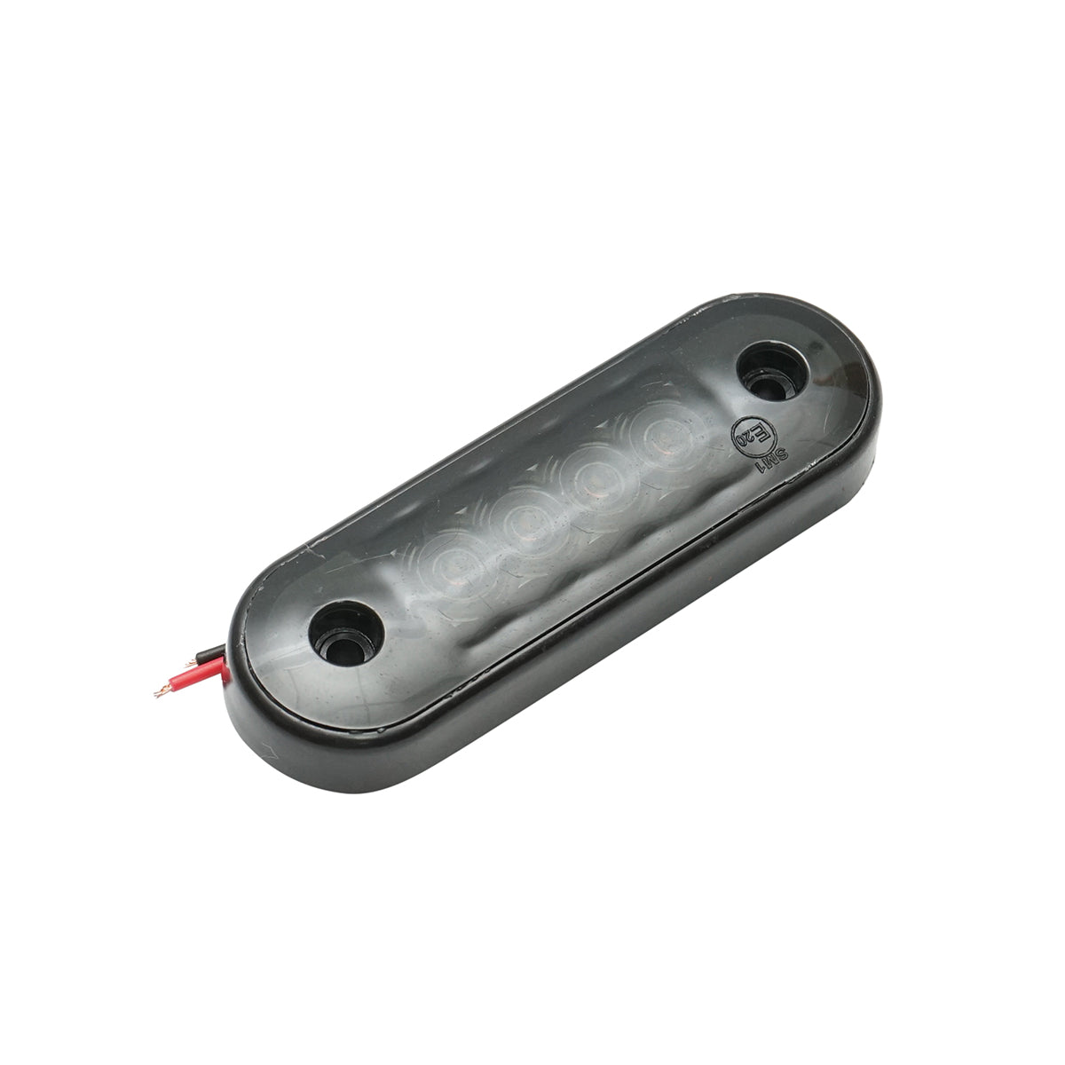 Lampada laterale slim con LED gialla-fumè, 12V-24V, 83x27 mm, Breckner Germany.