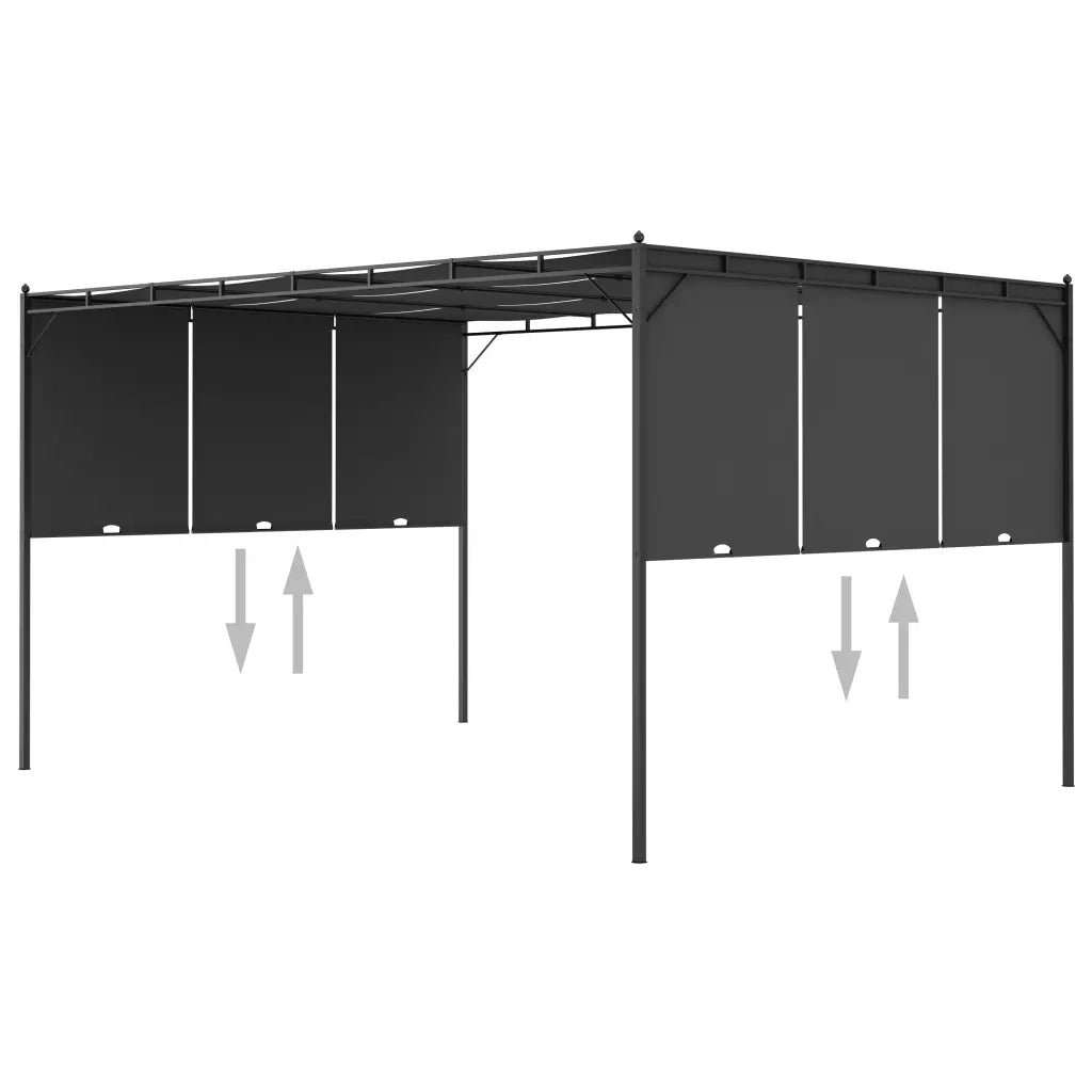 Gazebo da Giardino con Tenda Laterale 4x3x2,25 m Antracite