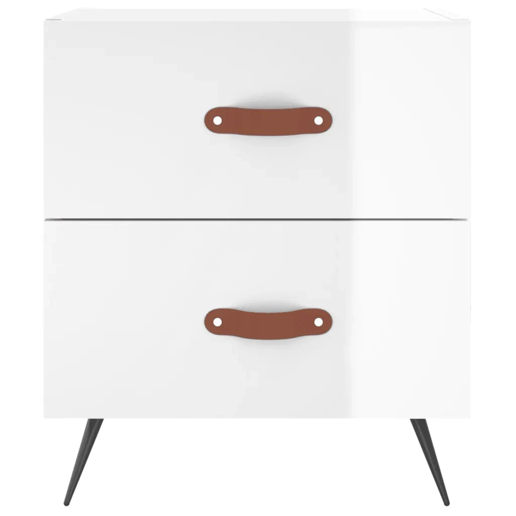 Comodino Bianco Lucido 40x35x47,5 cm in Legno Multistrato 827248