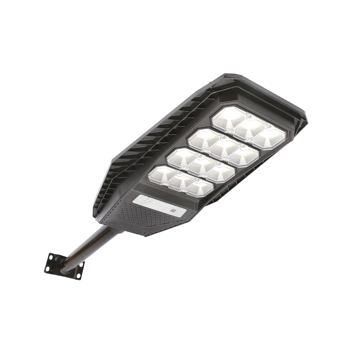 Lampada solare a LED per illuminazione stradale 200W, 6500K, IP65 con sensore di movimento, pannello solare e montaggio su palo