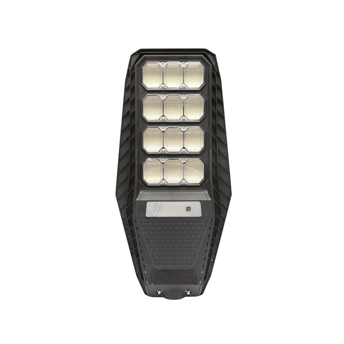 Lampada solare a LED per illuminazione stradale 200W, 6500K, IP65 con sensore di movimento, pannello solare e montaggio su palo