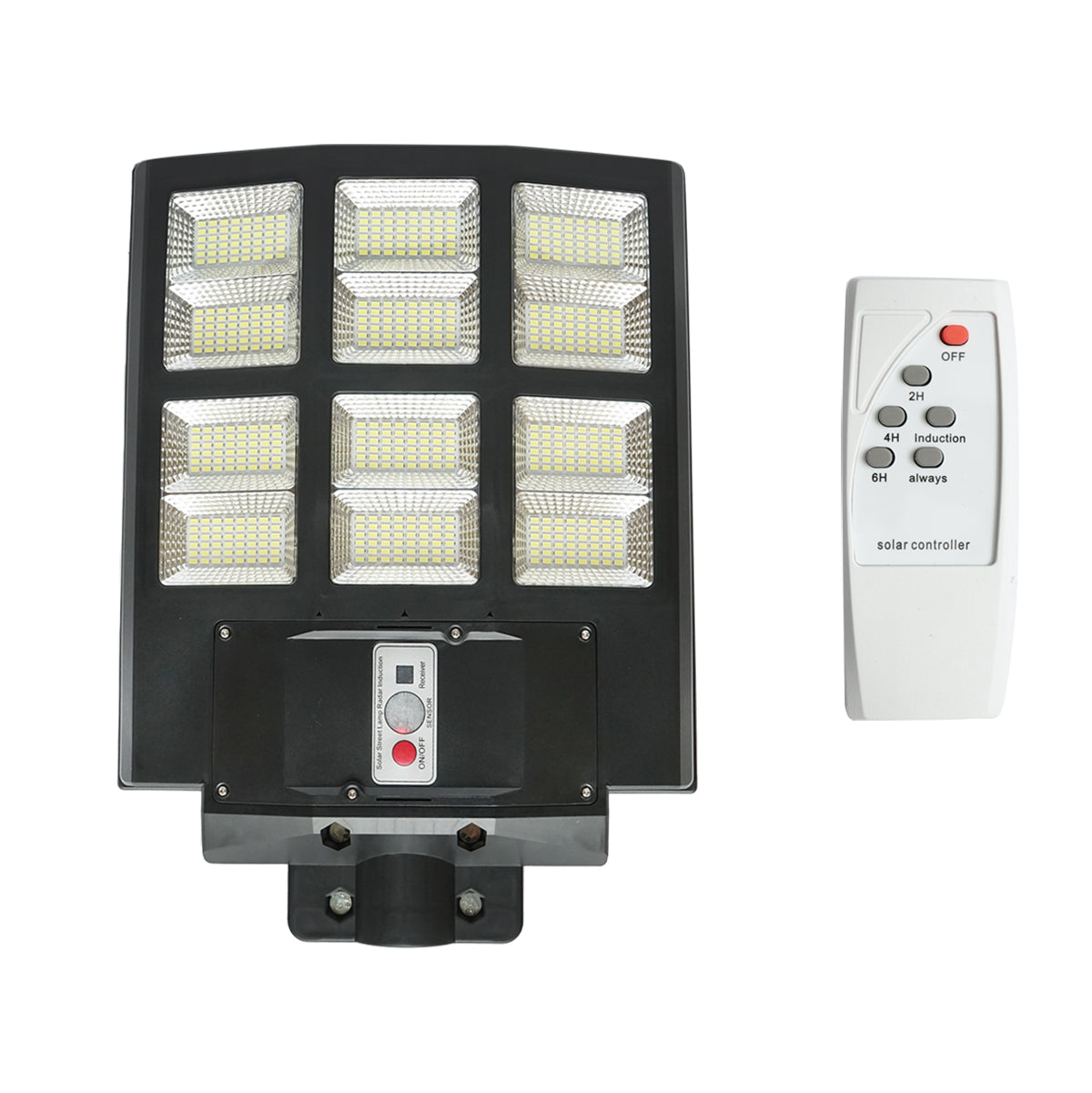 Lampada solare illuminazione stradale a LED 600W, 6500K, IP65 con pannello solare sensore di movimento telecomando