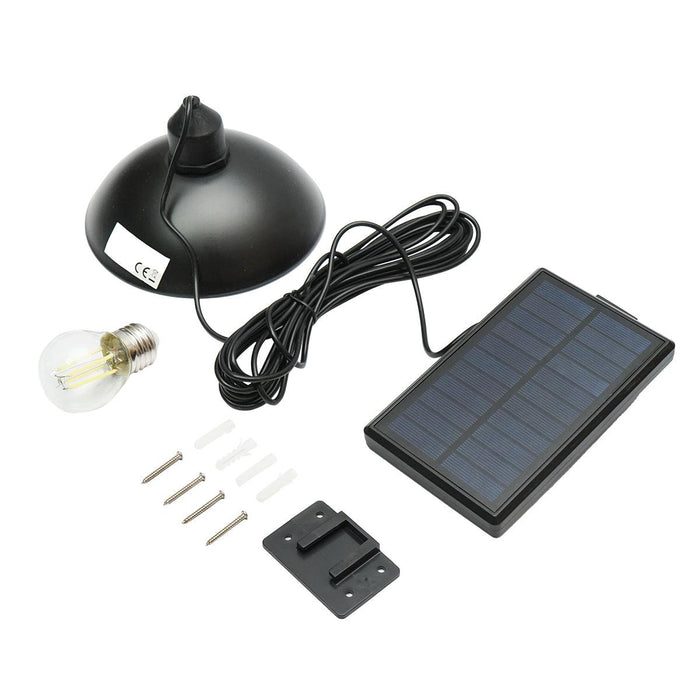 Lampada solare LED 2W con pannello solare 1,5W/5,5V, batteria 3,7V/1,2 Ah e paralume IP54
