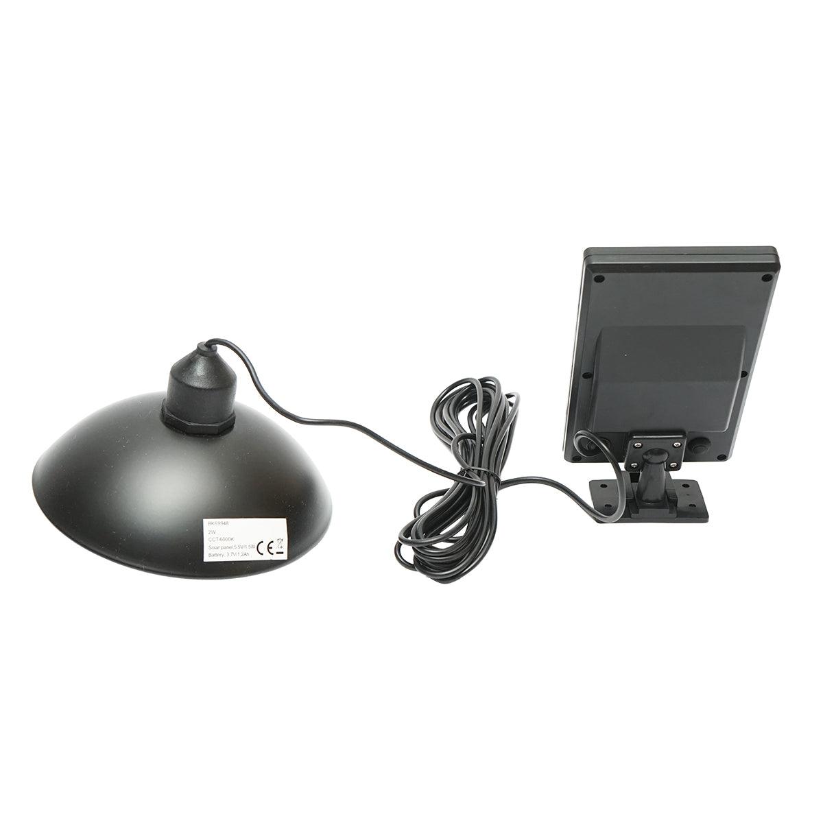 Lampada solare LED 2W con pannello solare 1,5W/5,5V, batteria 3,7V/1,2 Ah e paralume IP54