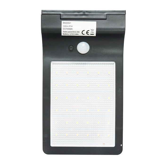 Lampada solare LED 326lm con pannello solare 2,5W/6V, batteria 3,7V/1,8 Ah e sensore crepuscolare IP54