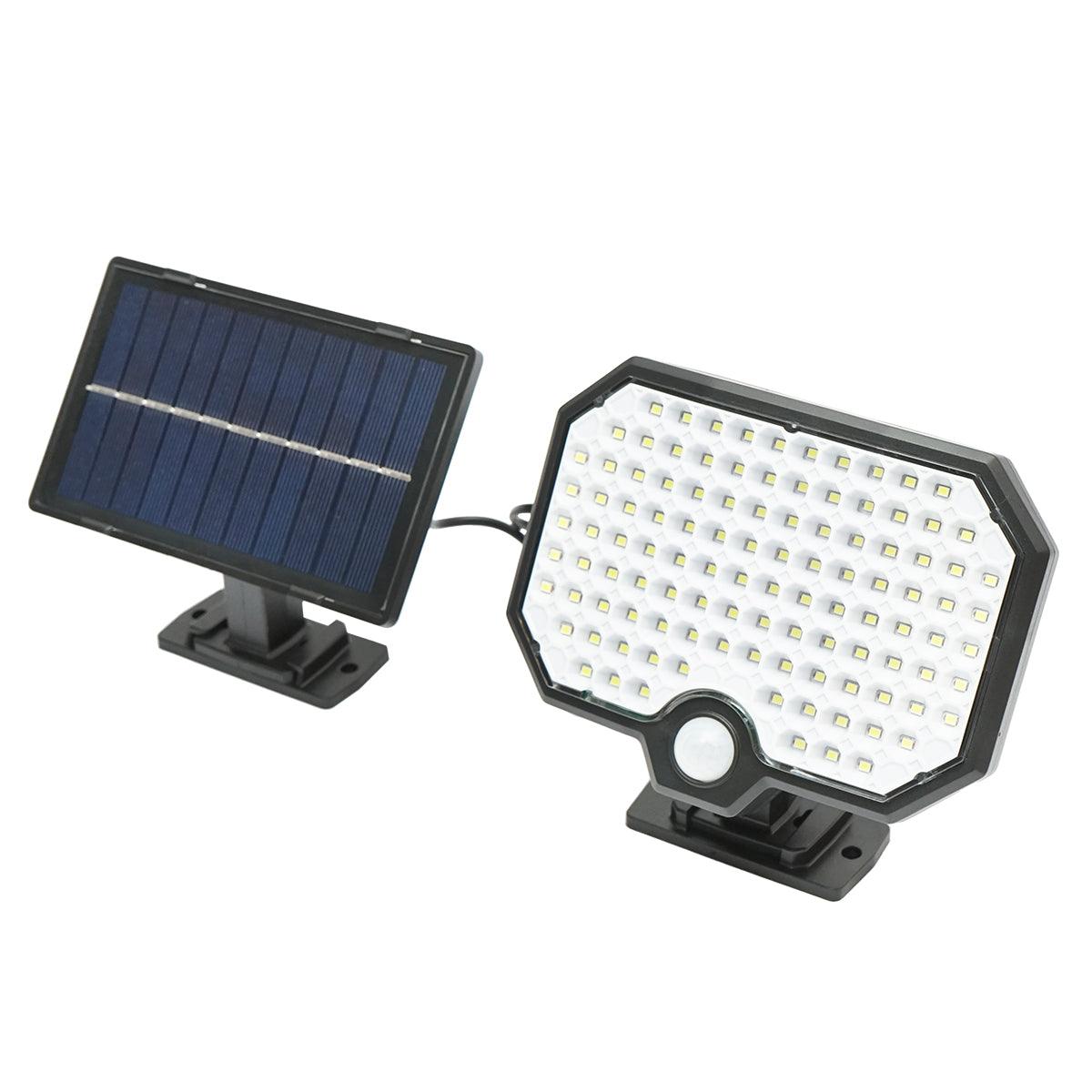 Lampada solare LED 450lm con pannello solare 1,65W/5,5V, batteria 3,7V/1,8 Ah, telecomando, cavo 5m e sensore crepuscolare IP44