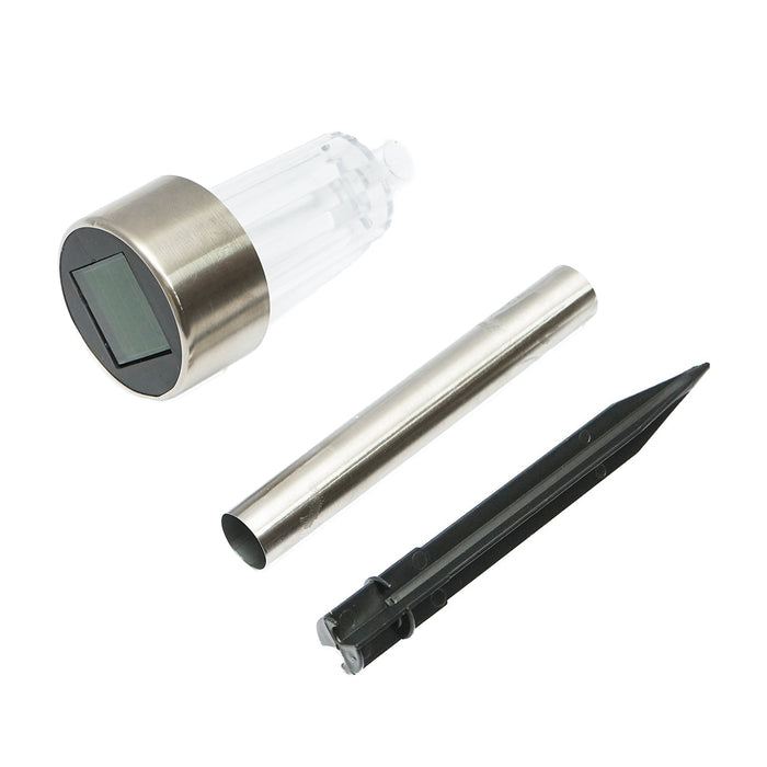 Lampada solare LED in acciaio inox, 6500K, altezza 30cm