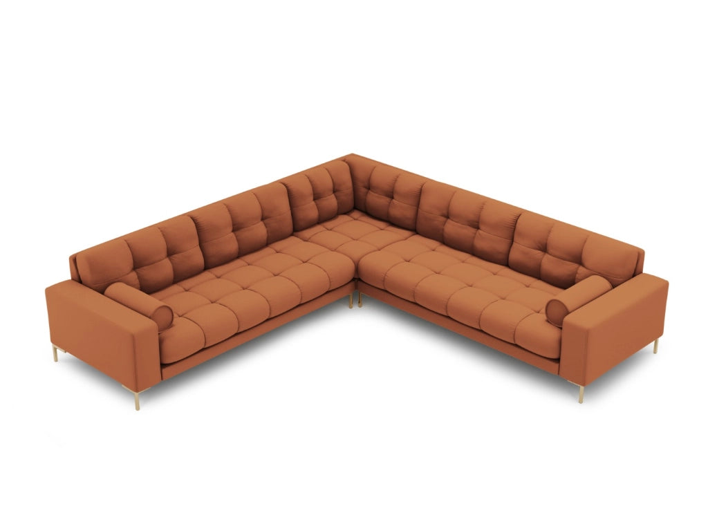 Cosmopolitan Design - Divano angolare reversibile "Bali" 6 posti in tessuto strutturato mattone 