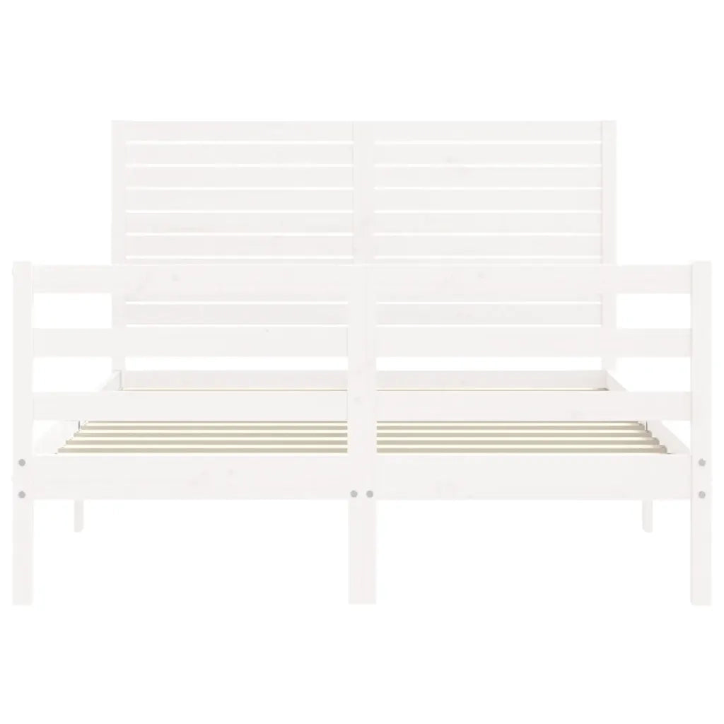 Giroletto con Testiera-Struttura Letto con testiera Bianco 140x200 cm in Legno Massello 487059