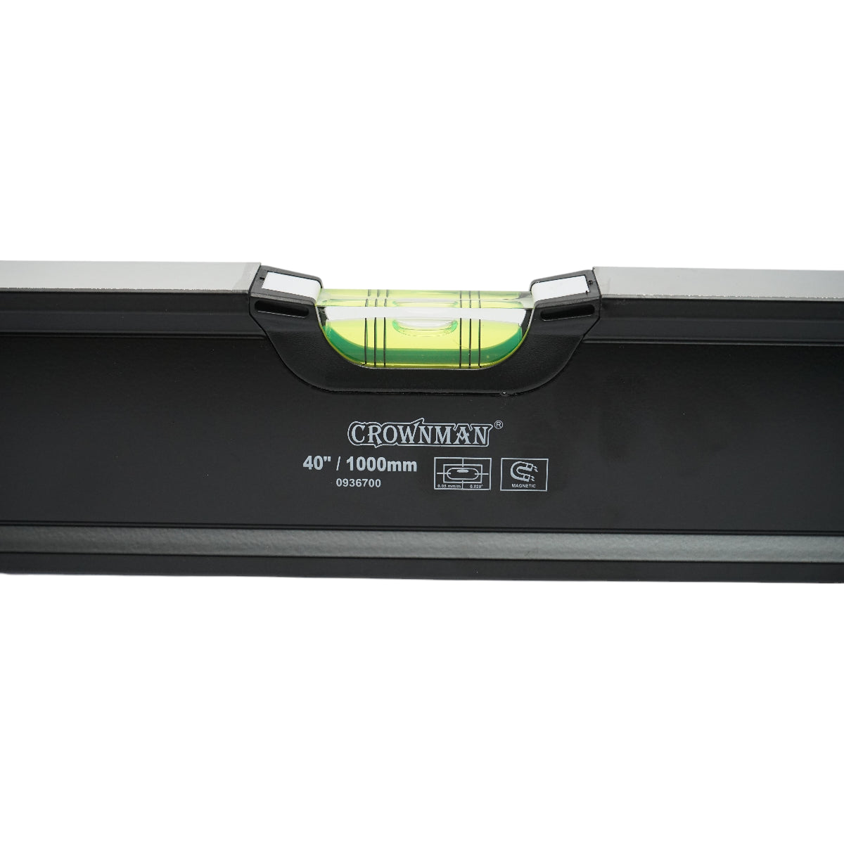 Livella magnetica in alluminio da 1000 mm, 3 bolle di livello, 2 maniglie Crownman