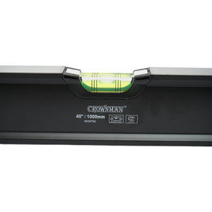 Livella magnetica in alluminio da 1000 mm, 3 bolle di livello, 2 maniglie Crownman