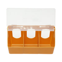 Mangiatoia ribaltabile in plastica per piccioni, con 3 scomparti, dimensioni 25x9x14cm