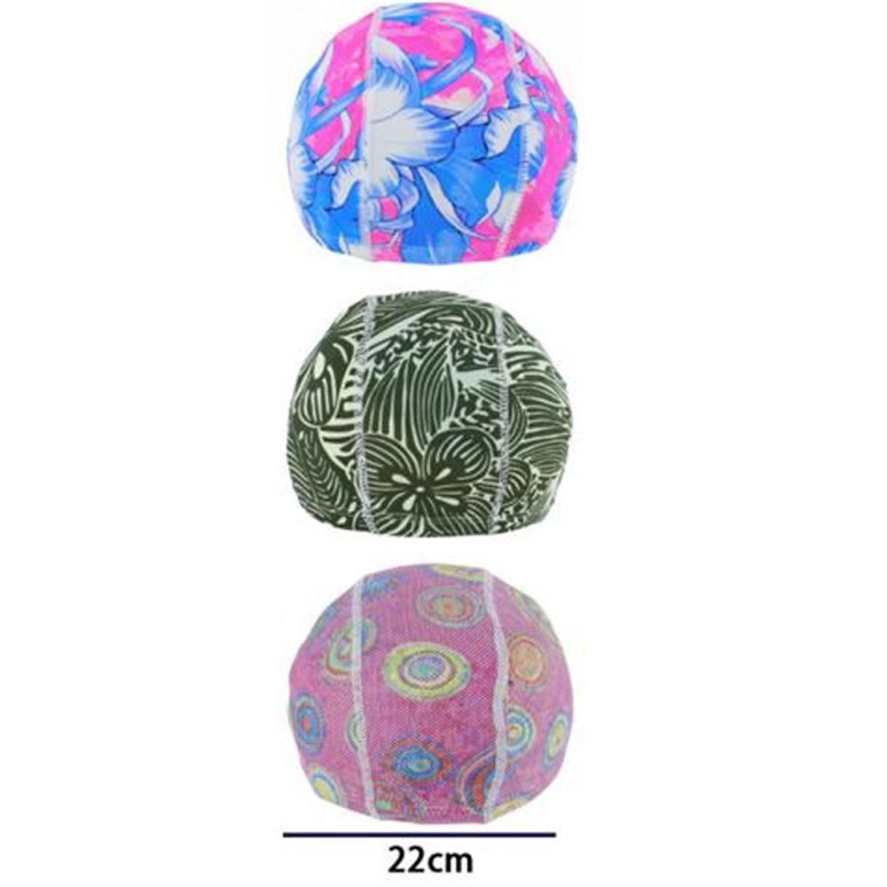 Trade Shop - 3 Pz Cuffia Piscina Mare Nuoto Stampata Varie Fantasie Con Fascia Elastica 2cm -