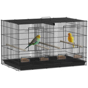 Gabbia per uccelli voliera interna ¨C zephmum ¨C acciaio 76x46x46 cm nero