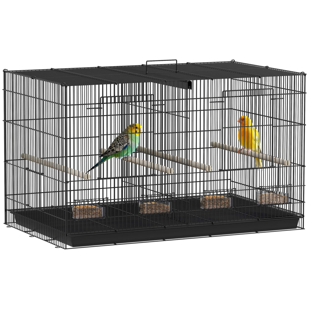 Gabbia per uccelli voliera interna ¨C zephmum ¨C acciaio 76x46x46 cm nero