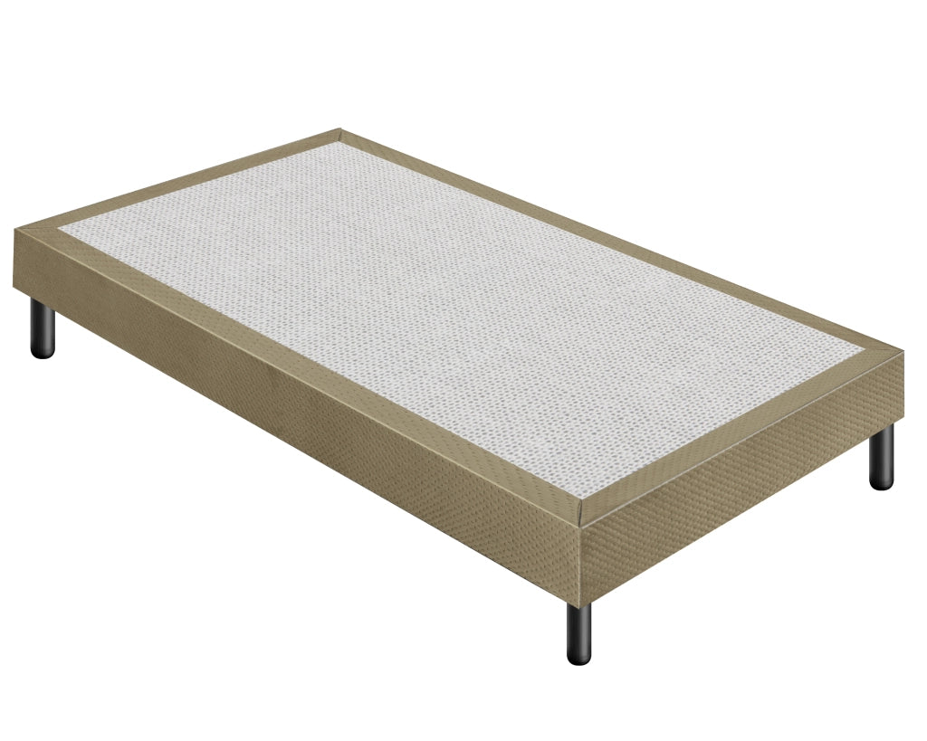 Letto Sommier Piazza e Mezza 140x190 Tortora Rivestito - Resistente fino a 120 Kg per Persona