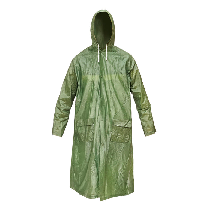 Mantella con cappuccio impermeabile taglia L in PVC, con 2 tasche, chiusura con bottoni a pressione, verde scuro Breckner Germany