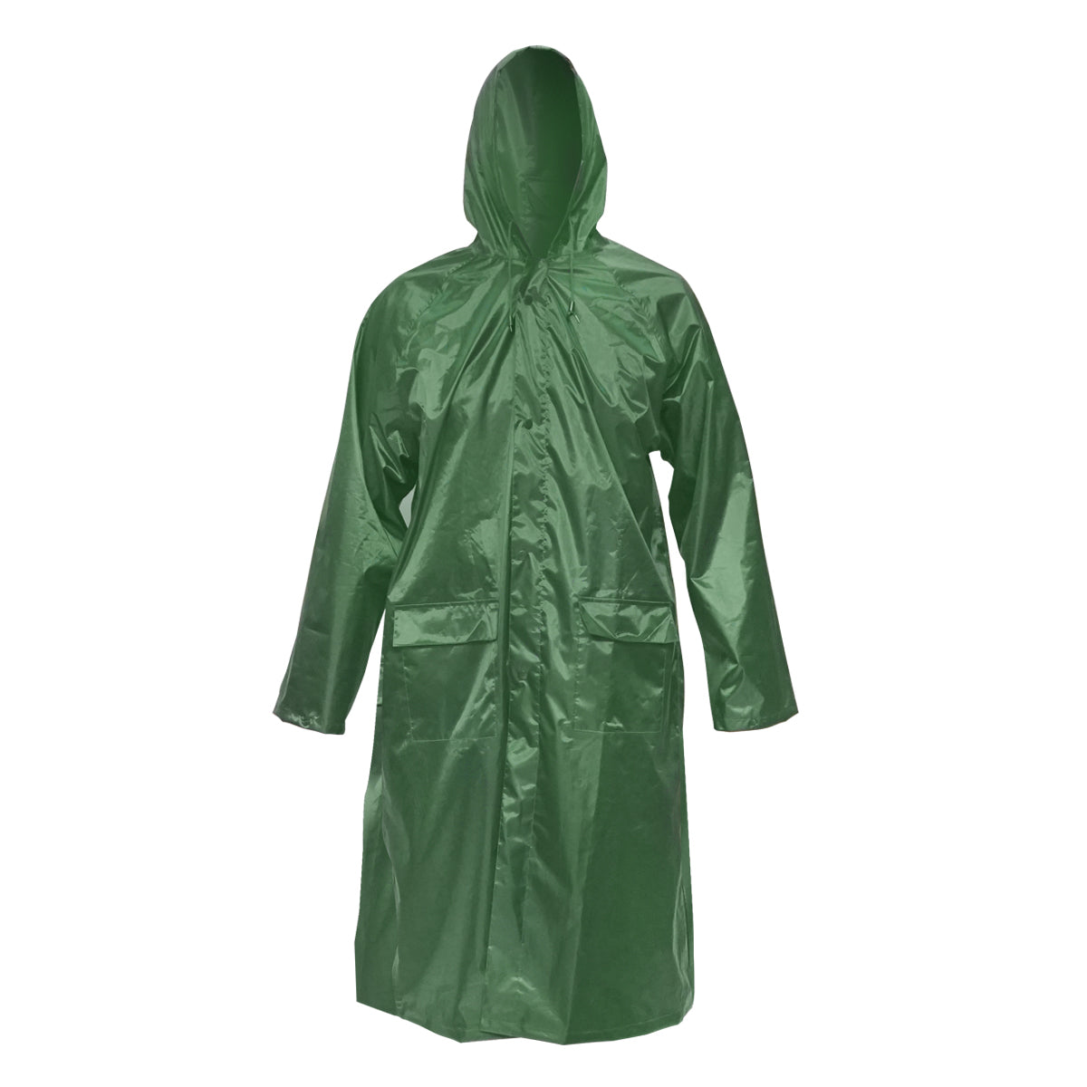 Mantella con cappuccio impermeabile taglia XL in poliestere con membrana in PVC, aperture di ventilazione, 2 tasche e cerniera, verde Breckner Germany