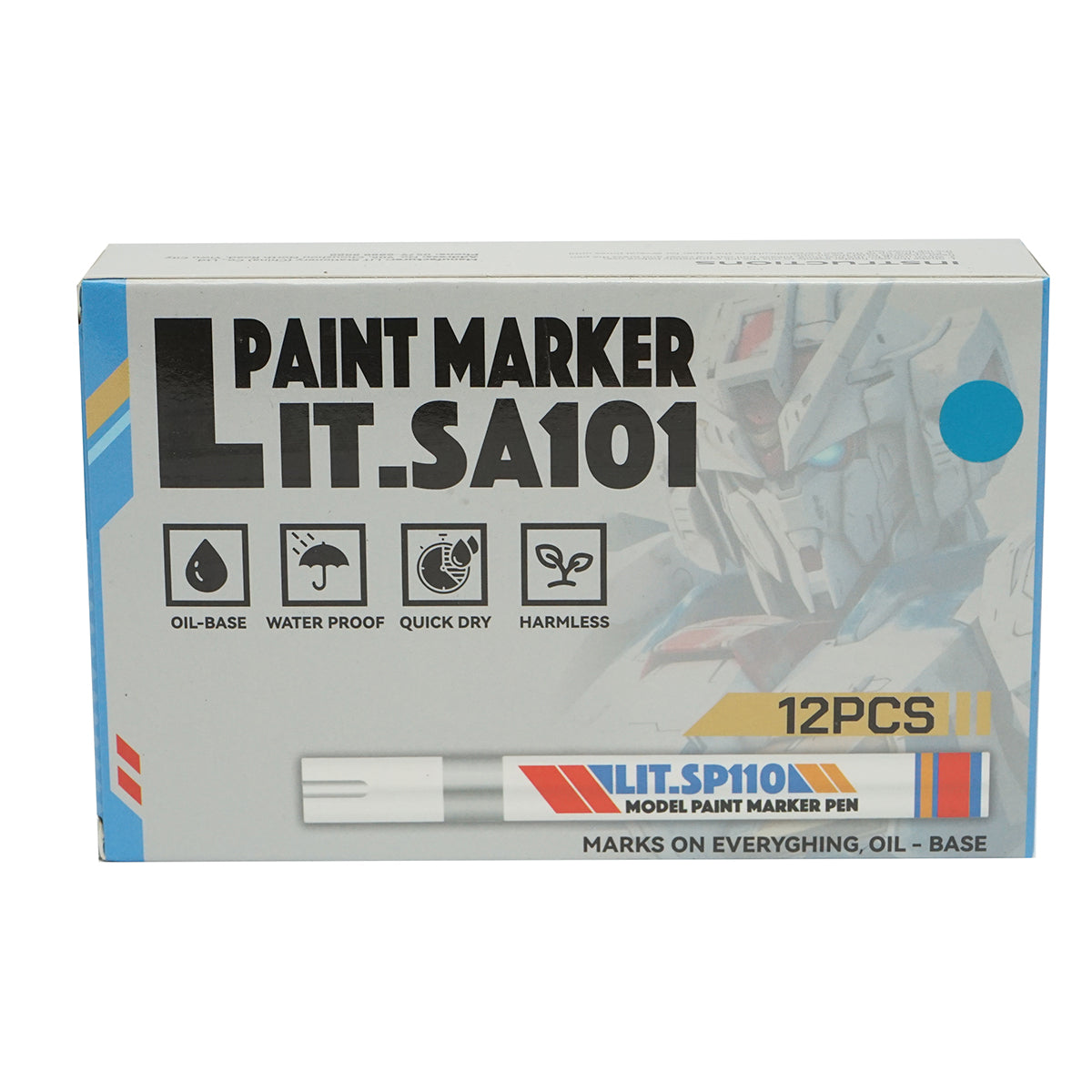 Marker per vernice blu a base di olio, impermeabile, ad asciugatura rapida, confezione da 12 pezzi