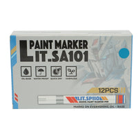 Marker per vernice blu a base di olio, impermeabile, ad asciugatura rapida, confezione da 12 pezzi