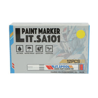 Marker per vernice gialla a base di olio, impermeabile, ad asciugatura rapida, confezione da 12 pezzi