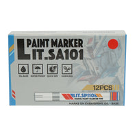 Marker per vernice rossa a base di olio, impermeabile, ad asciugatura rapida, confezione da 12 pezzi