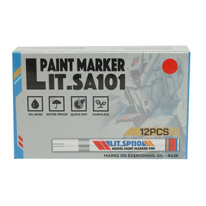 Marker per vernice rossa a base di olio, impermeabile, ad asciugatura rapida, confezione da 12 pezzi