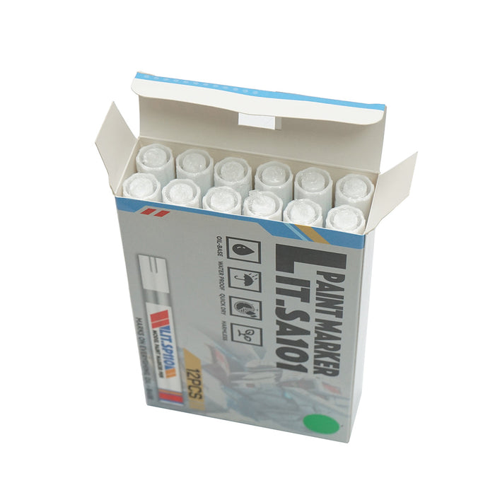 Marker per vernice verde a base di olio, impermeabile, ad asciugatura rapida, confezione da 12 pezzi