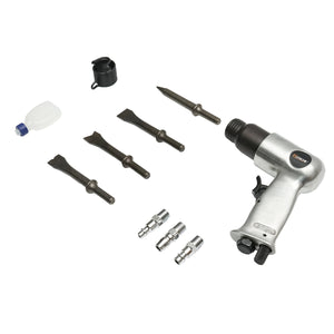 Martello pneumatico a percussione da 6,3 bar con 3 tipi di attacchi rapidi e 4 scalpelli Hoteche