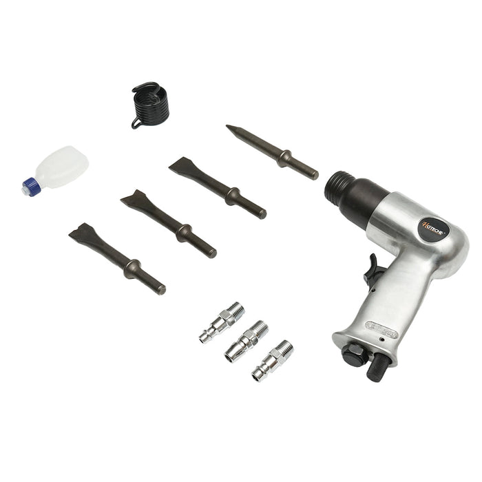 Martello pneumatico a percussione da 6,3 bar con 3 tipi di attacchi rapidi e 4 scalpelli Hoteche