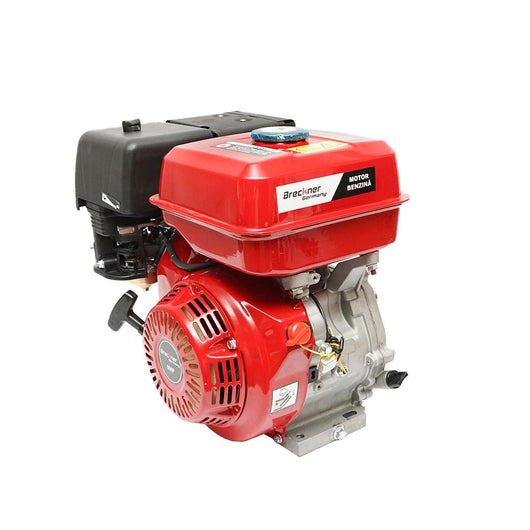 Motore a benzina 9 CV, 4 tempi 242CV, Motore a Scoppio con Albero cilindrico scanalato Ø 25 mm e, Avviamento a Strappo Breckner Germany