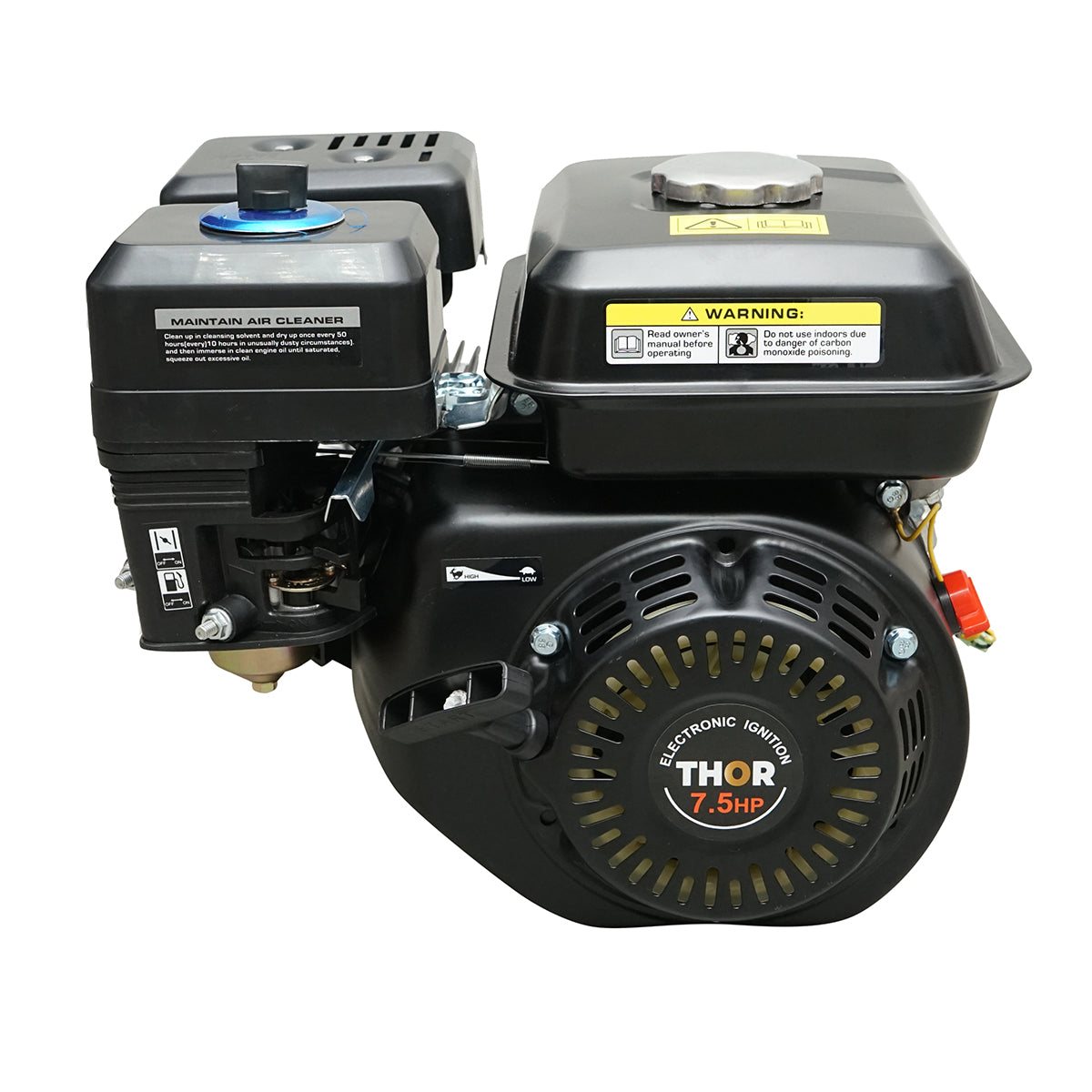 Motore a scoppio con puleggia, 7,5 HP, 4 tempi, 212 cc, asse da 20 mm, avviamento a corda THOR