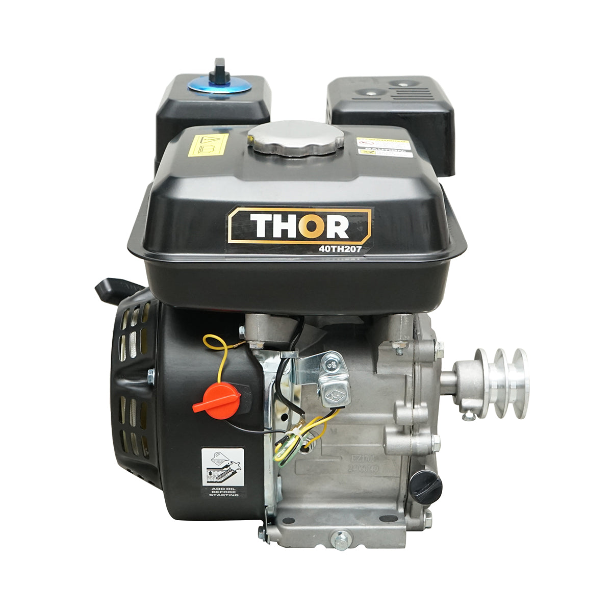 Motore a scoppio con puleggia, 7,5 HP, 4 tempi, 212 cc, asse da 20 mm, avviamento a corda THOR