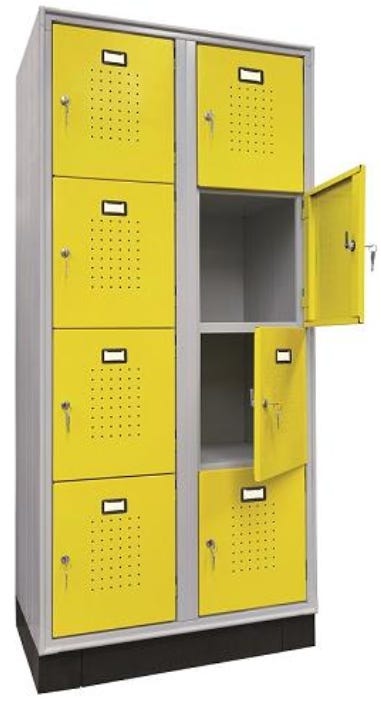 Armadietto casellario in metallo verniciato con 8 ante cm. 80x50x175h