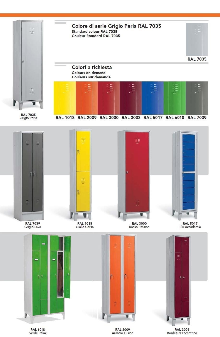 Armadietto spogliatoio con ante verniciate sovrapposte a 4 vani cm. 80x50x175h