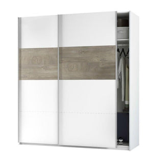 Armadio 2 Ante 2 Ripiani e Barra Appendiabiti 200x180x60 cm Bianco ARM182A Fores