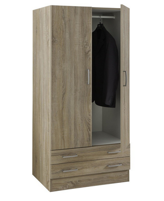 ARMADIO 2 ANTE CON 2 CASSETTI CM. 80X52X184H ROVERE SONOMA SUPER OFFERTA